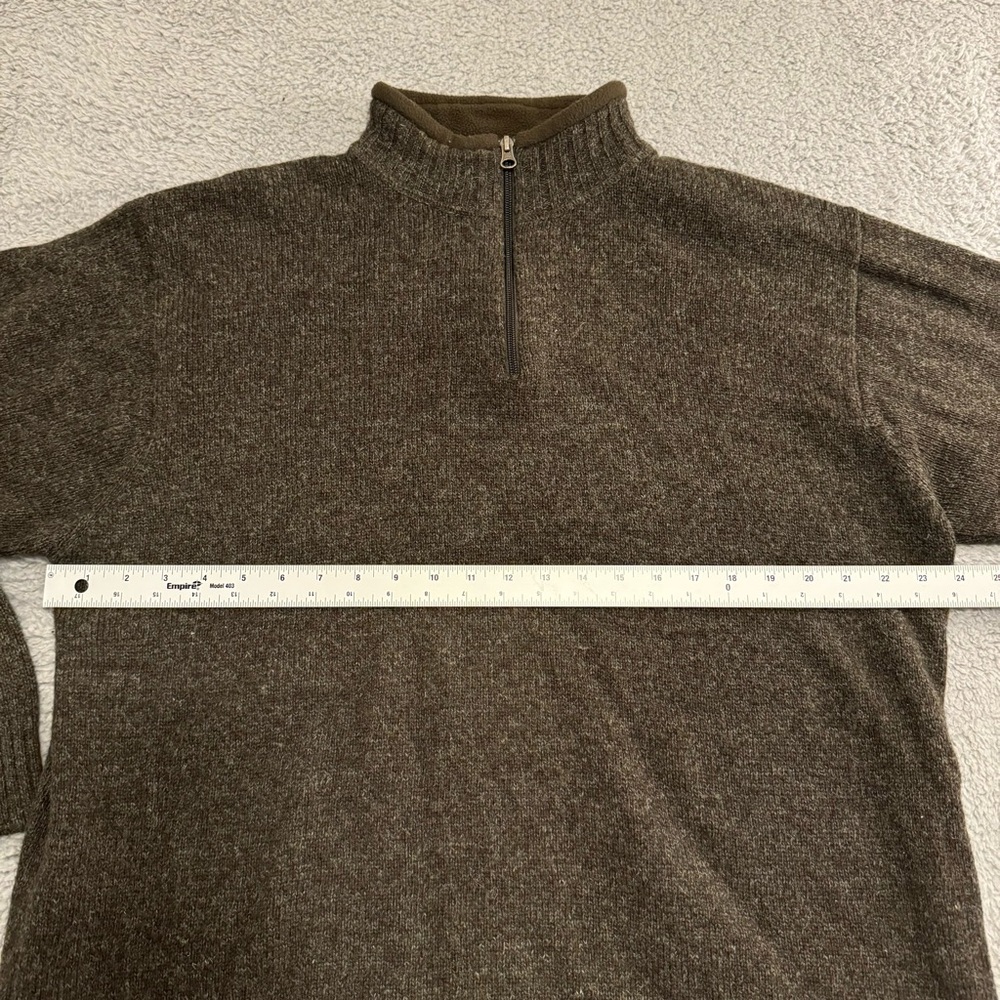 Woolrich Wool Sweater Mens Xl Dark Loden Heather Gray 1/4 Zip Pullover Laine - Picture 5 of 12